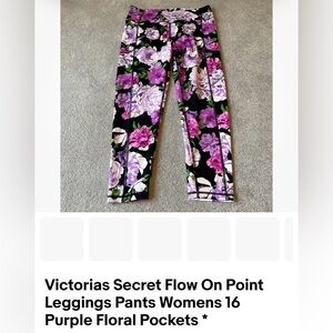 Victoria's Secret Black and Purple Floral Leggings